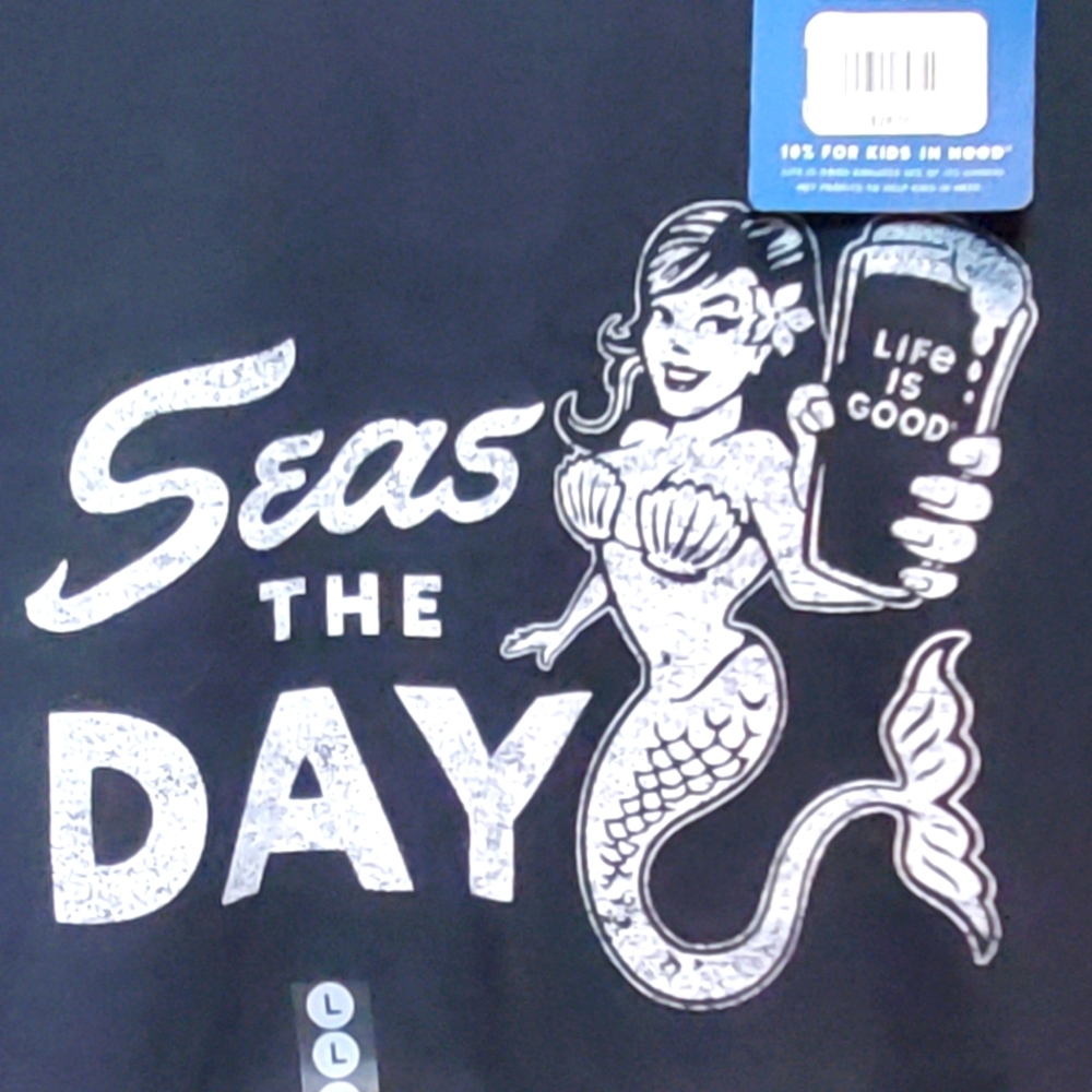 NWT Life Is Good Shirt Men's SEAS THE DAY Short Sleeve Crew Neck Tee -  Large